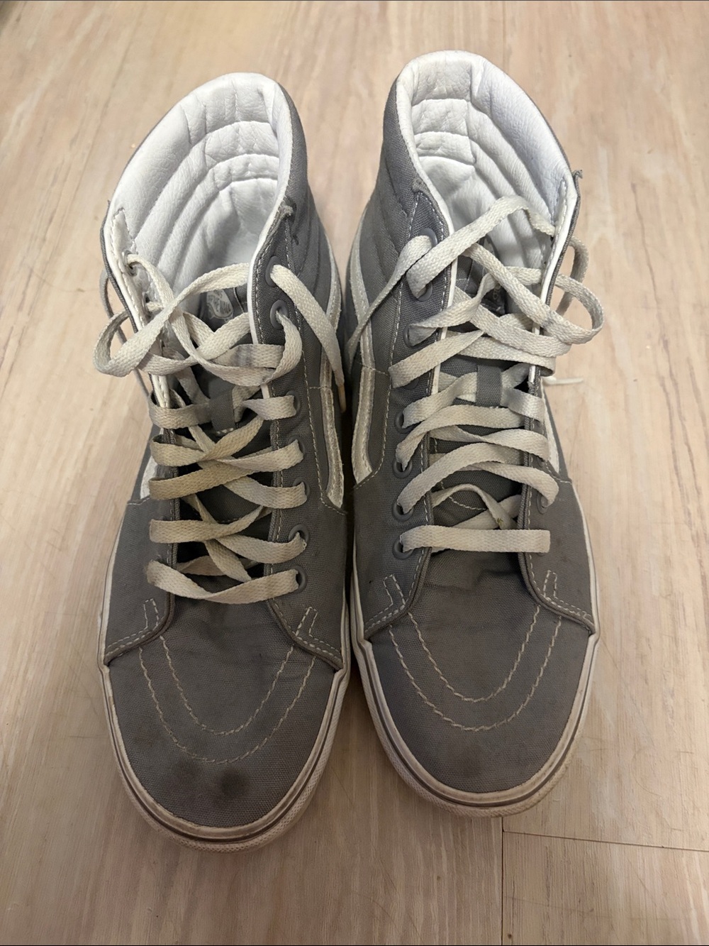 Vans High-Top Canvas Sneakers in Gray and White